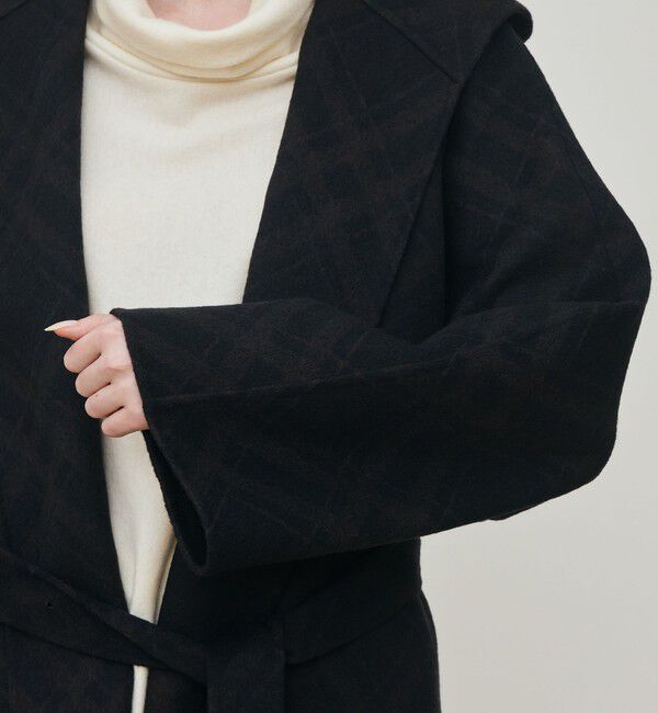 DES PRES「ダブルフェイスチェックジャガード フーディーミディコート」|その他|