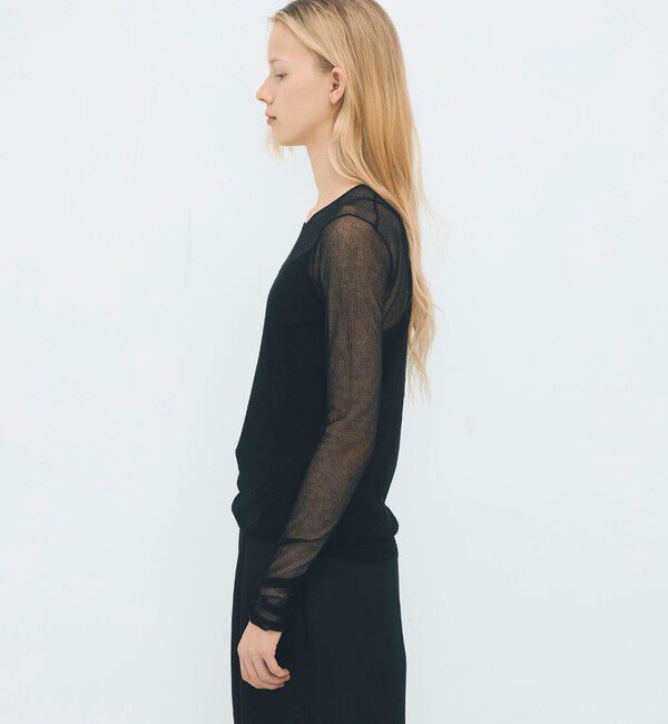 CABaN「コットンナイロンストレッチ シアークルーネックプルオーバー」|ニット・セーター|