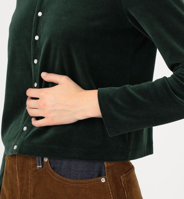 MACPHEE「コットンポリエステルベロア クルーネックカーディガン」|カーディガン|