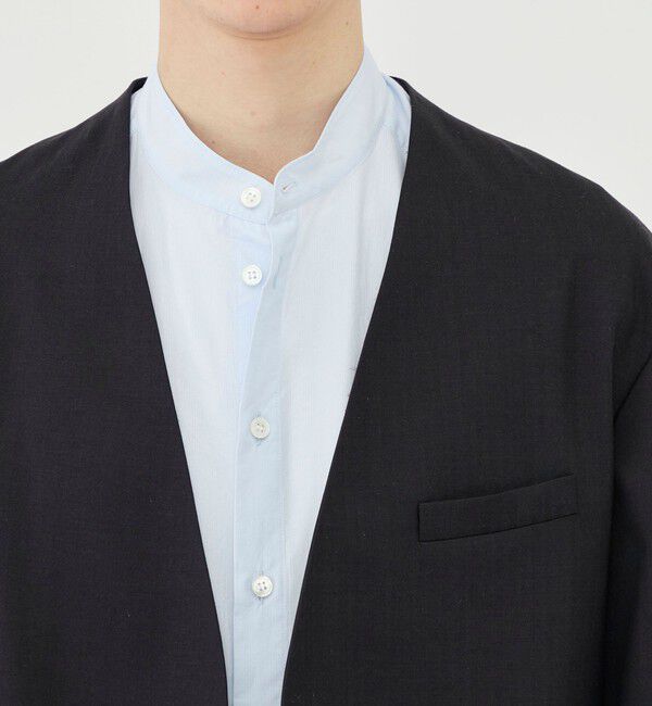 GALERIE VIE「ウォッシャブルギャバジン カラーレスジャケット」|ノーカラージャケット|