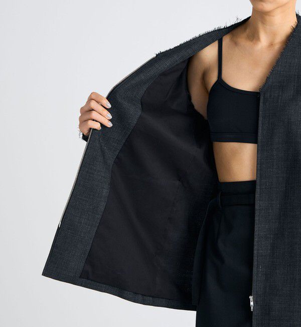 Edition「ウールビエラ ジップジャケット」|ノーカラージャケット|