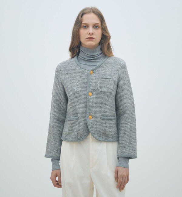 MACPHEE「ウールツイーディー クルーネックカーディガン」|カーディガン|