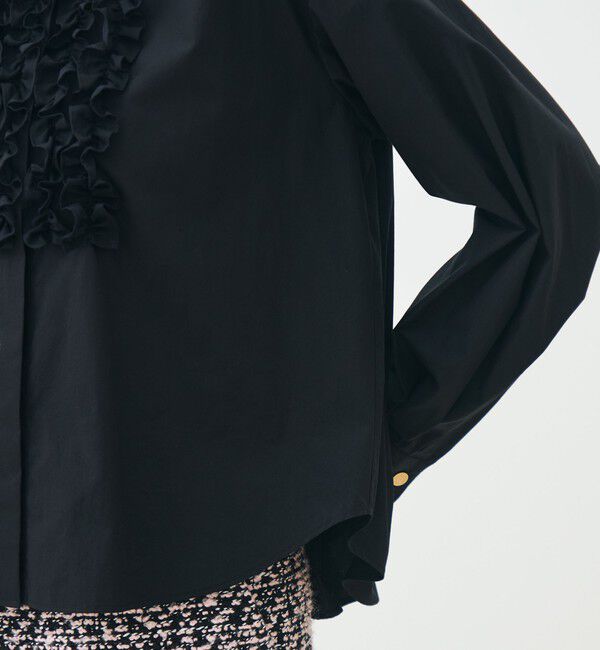 TOMORROWLAND collection「ブラックコンビネーション ラッフルブラウス」|シャツ・ブラウス|