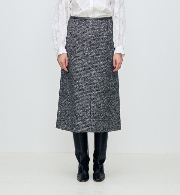 TOMORROWLAND collection「スライバーダイヤゴナル フロントスリットスカート」|台形|