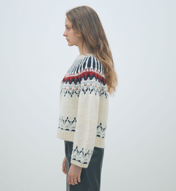 MACPHEE「ビジュージャカード クルーネックプルオーバー」|ニット・セーター|