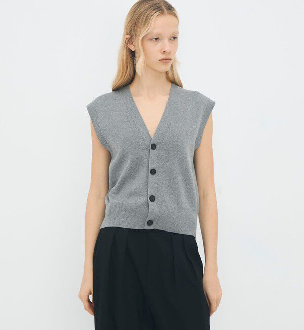 CABaN「コットンカシミヤ Vネックドロップショルダーベスト」|ベスト・ジレ|
