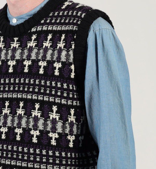TOMORROWLAND MENS「【別注】Redeux メリノウールフェアアイル柄 クルーネックニットベスト」|ニット・セーター|