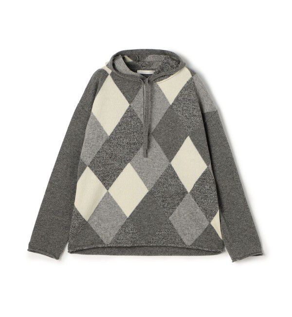GALERIE VIE「ウールアーガイル フーデッドプルオーバー」|ニット・セーター|16 グレー系