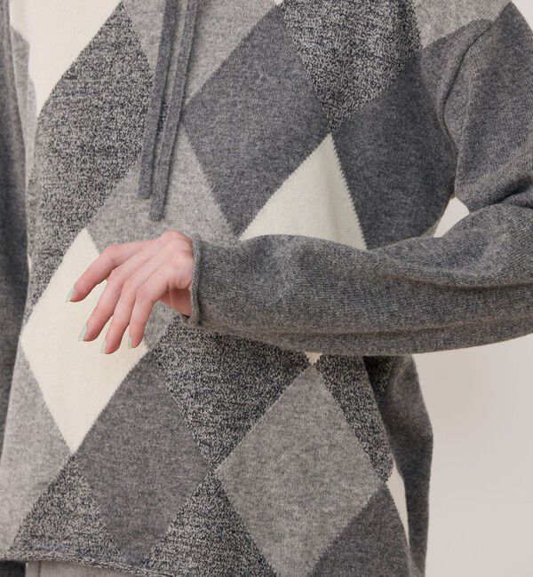 GALERIE VIE「ウールアーガイル フーデッドプルオーバー」|ニット・セーター|