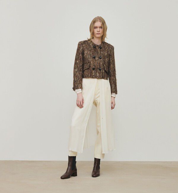 DES PRES「ループヤーンツイード ダブルブレスレッド ノーカラージャケット」|ノーカラージャケット|