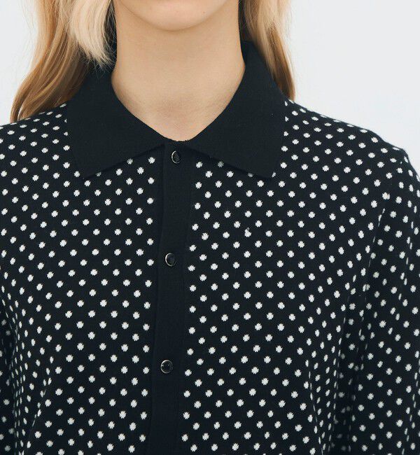 CABaN「コットンカシミヤ ドットジャカードポロカーディガン」|カーディガン|