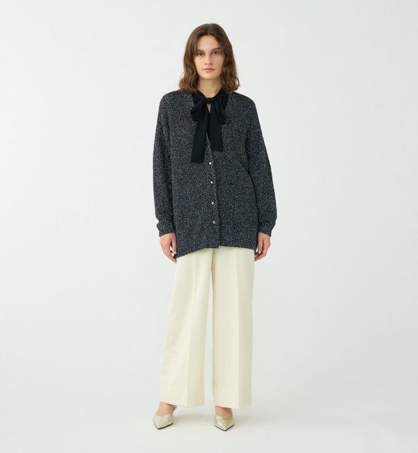 Ballsey「メタリックブークレー Vネックカーディガン」|カーディガン|