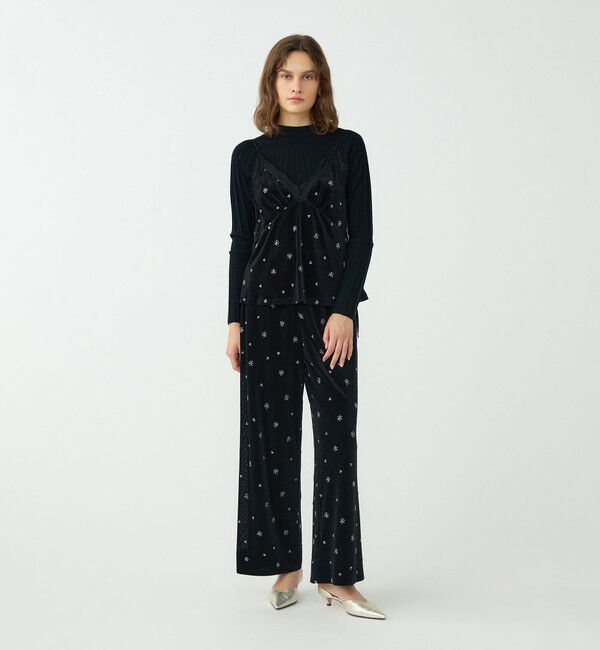 Ballsey「メッシュベロアエンブロイダリー サイドドロストパンツ」|その他|