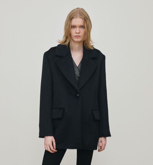 DES PRES「スーリーアルパカブラックシャギー ジャコット」|チェスターコート|