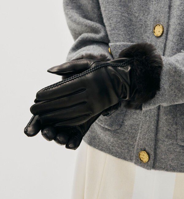 TOMORROWLAND GOODS「CARIDEI ファー レザーグローブ」|手袋|