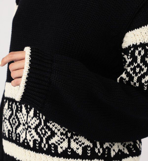 GALERIE VIE「モノトーンジャカード クルーネックプルオーバー」|ニット・セーター|