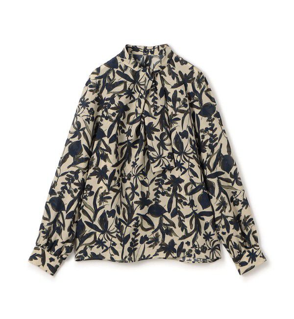 TOMORROWLAND collection「ホヤリーフプリント フロントタイブラウス」|シャツ・ブラウス|44 ベージュ系