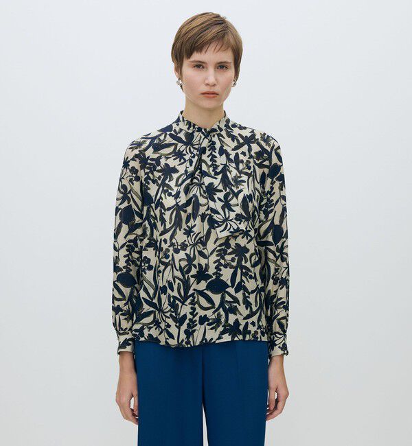 TOMORROWLAND collection「ホヤリーフプリント フロントタイブラウス」|シャツ・ブラウス|