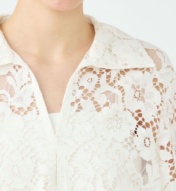 Ballsey「フラワーコードレース スキッパーブラウス」|シャツ・ブラウス|