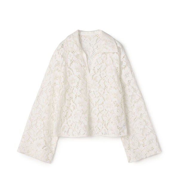 Ballsey「フラワーコードレース スキッパーブラウス」|シャツ・ブラウス|