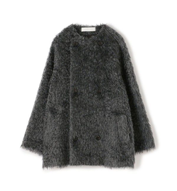 GALERIE VIE「ルスクアンゴラ カラーレスコート」|ノーカラーコート|17 チャコールグレー