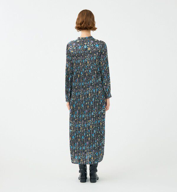 SOULEIADO「ポリエステルプリーツ バンドカラーワンピース」|ワンピース|