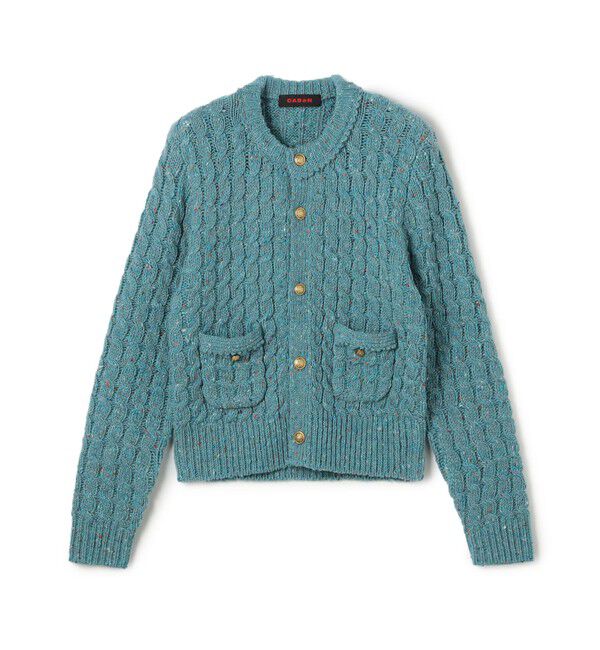 CABaN「ウールネップ ケーブルニットカーディガン」|カーディガン|63 ライトブルー