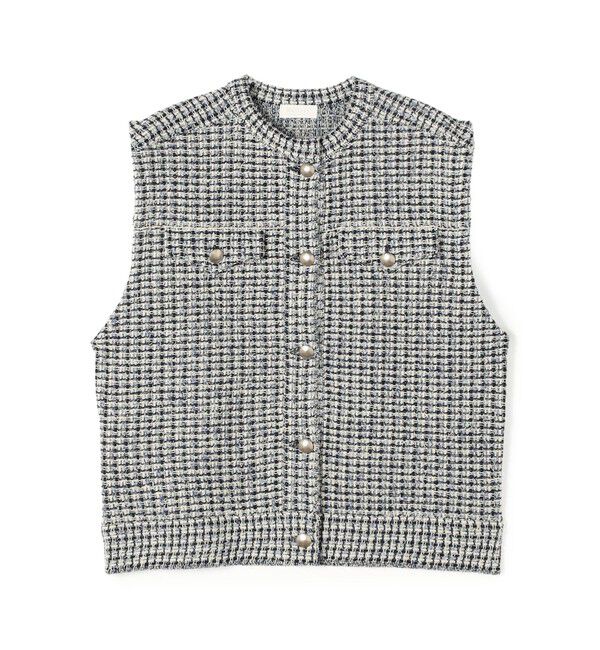 Ballsey「ミックスツイード ショートベスト」|ベスト・ジレ|66 ネイビー系
