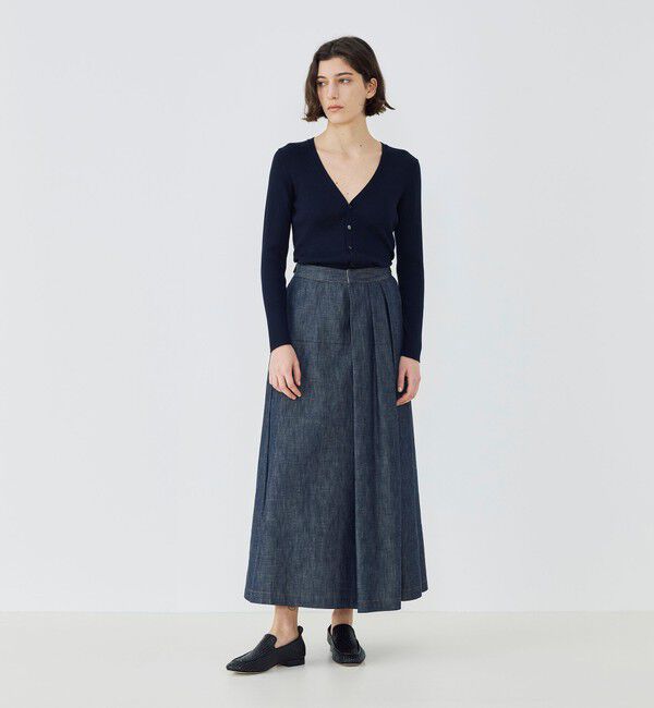 GALERIE VIE「ステイブルーデニム タックドレープスカート」|フレア|