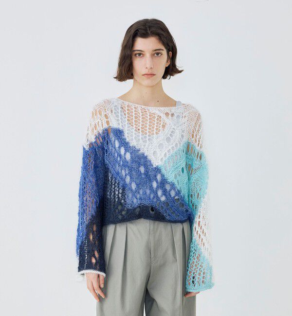 GALERIE VIE「リネンパッチワーク ボートネックプルオーバー」|ニット・セーター|