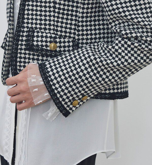 DES PRES「テープヤーンツイード ノーカラーコンパクトジャケット」|ノーカラージャケット|