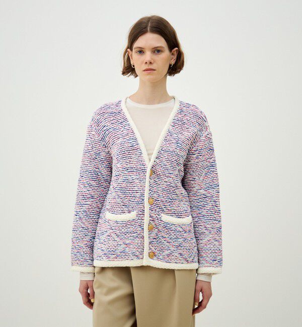 MACPHEE「スレッドジャカード Vネックカーディガン」|カーディガン|