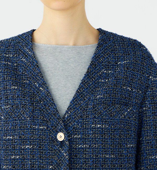 Ballsey「エアリーファンシーツイード Vカラージャケット」|ノーカラージャケット|