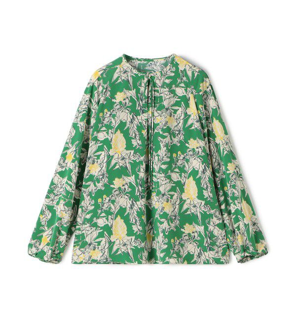 TOMORROWLAND collection「コックスコブフラワープリント ループリボンブラウス」|シャツ・ブラウス|54 グリーン系
