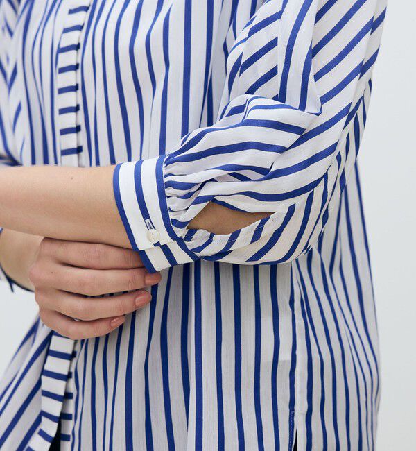 TOMORROWLAND collection「トラックストライプ ギャザーブラウス」|シャツ・ブラウス|