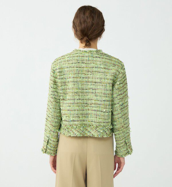 Ballsey「プレリーツイード クロップドクルージャケット」|ノーカラージャケット|