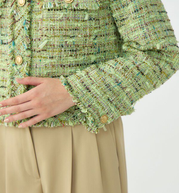 Ballsey「プレリーツイード クロップドクルージャケット」|ノーカラージャケット|