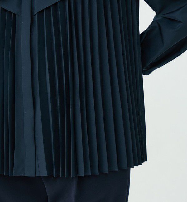 Ballsey「プリーツコンビ フロントドレープブラウス」|シャツ・ブラウス|