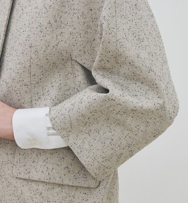 DES PRES「メランジツイル キモノスリーブミディコート」|ノーカラーコート|