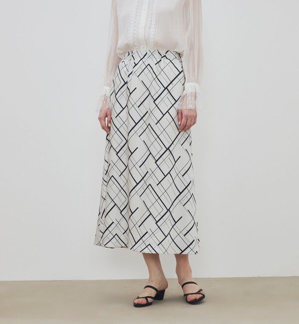 DES PRES「ウィンドウフレームプリント セミマーメイドスカート」|フレア|