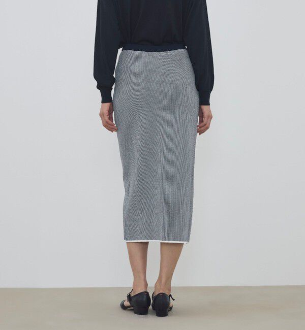DES PRES「ストレッチダブルジャカード パイピングニットスカート」|タイト|