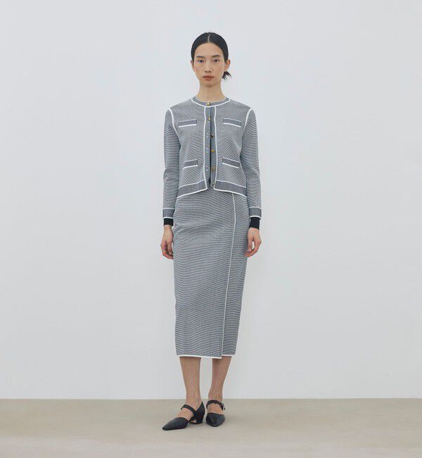 DES PRES「ストレッチダブルジャカード パイピングクルーネックカーディガン」|カーディガン|