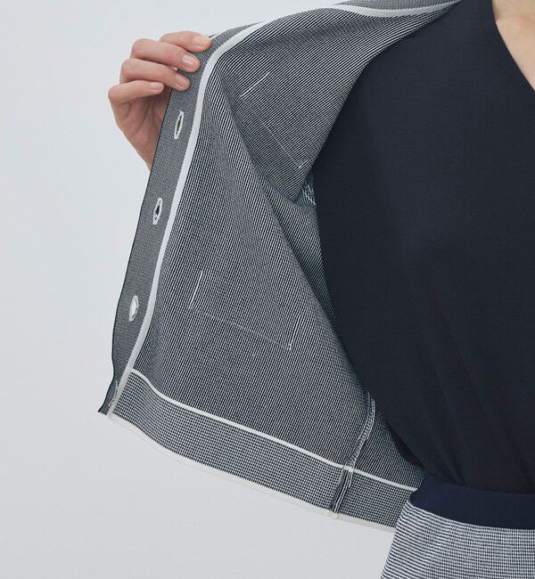 DES PRES「ストレッチダブルジャカード パイピングクルーネックカーディガン」|カーディガン|