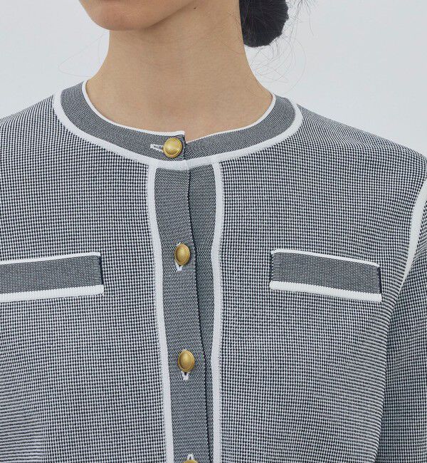 DES PRES「ストレッチダブルジャカード パイピングクルーネックカーディガン」|カーディガン|