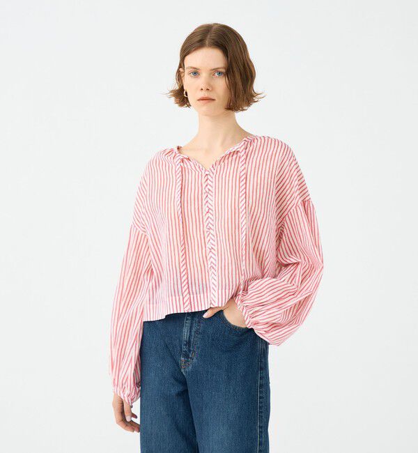 SOULEIADO「コットンボイルプリント ギャザーブラウス」|シャツ・ブラウス|