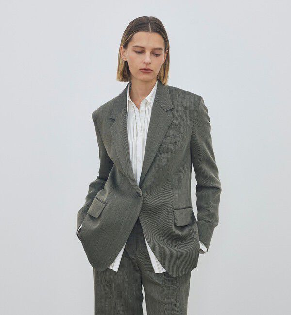 DES PRES「【WEB先行予約】ハイツイストカルゼ ラウンドショルダーシングルジャケット」|テーラードジャケット|