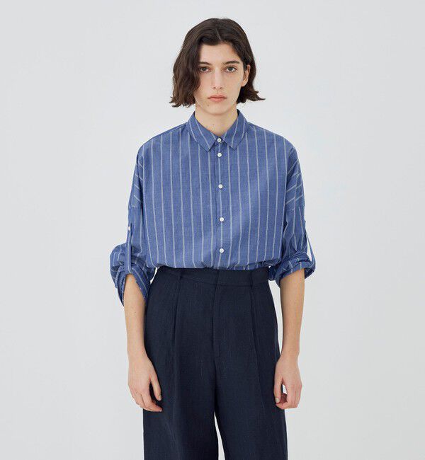 GALERIE VIE「【WEB先行予約】ストライプブロード アジャストスリーブシャツ」|シャツ・ブラウス|