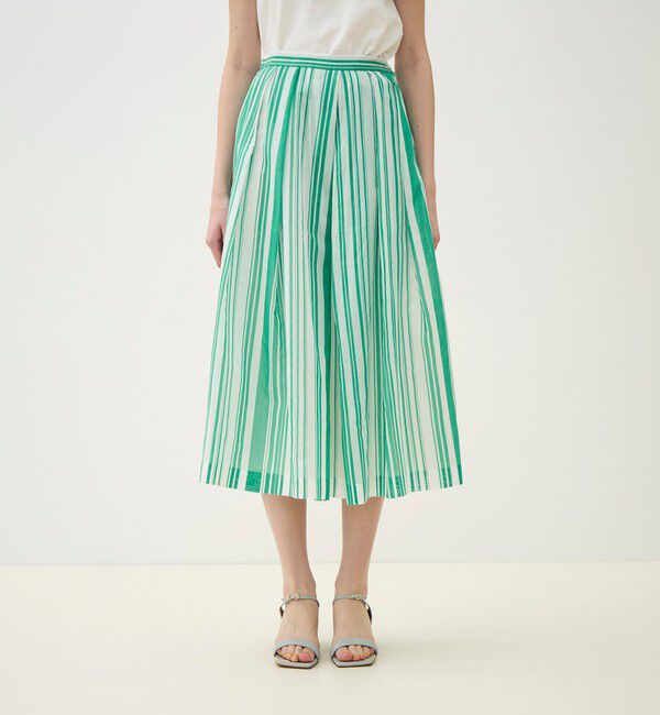 TOMORROWLAND collection「【WEB先行予約】シルクコットンランダムストライプ タックスイングスカート」|フレア|