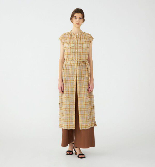 Ballsey「【WEB先行予約】シアープラッド フレンチロングシャツブラウス」|ワンピース|