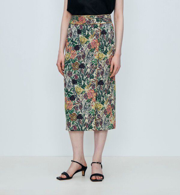 TOMORROWLAND collection「【WEB先行予約】ビンテージフラワージャカード パイピングストレートスカート」|タイト|